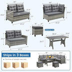 6-Piece Patio Furniture Set, Outdoor Sectional Sofa - Image 4