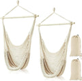 Barydat 2 Pcs Hanging Hammock Chair Boho Swing Chair Indoor Outdoor Cotton Rope by home