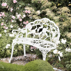 VINGLI 38.5" Patio Park Garden Outdoor Metal Rose Bench, 2-Person Cast Iron - Image 9