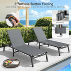 ONBRILL Aluminum Chaise Lounge Chair Outdoor, Foldable & Assembly Free Outdoor - Image 3