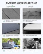 SERWALL HDPE Patio Sofa Set, 4-piece Sectional Outdoor Furniture Set, All - Image 6