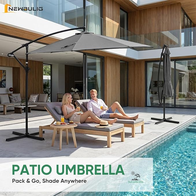 NEWBULIG 10FT Patio Umbrella, Offset Cantilever Outdoor Patio Table Umbrella - Image 10