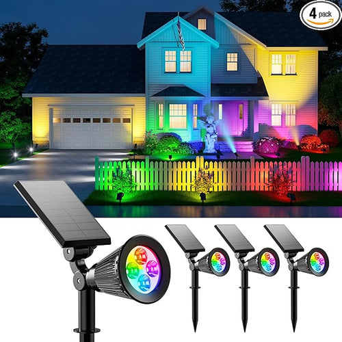 4 Pack Color Changing Solar Spotlights Outdoor Waterproof by FALOVE