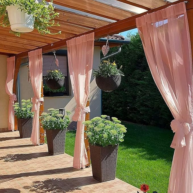 SpaceDresser Waterproof Outdoor Sheer Curtains - Image 4