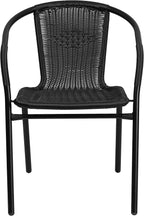 EMMA + OLIVER Set of 4 Modern Rattan Indoor/Outdoor Stack Chairs, Stacking - Image 8