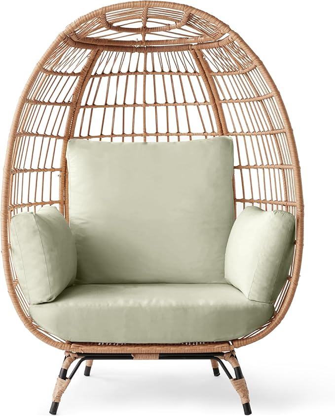 Best Choice Products Wicker Egg Chair, Oversized Indoor Outdoor Lounger by BestChoiceProducts