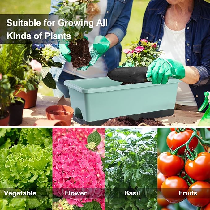 Window Box Planter 8 Pcs, 17 Inches Rectangle Flower Pots - Image 8