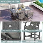 Pamapic 5-Piece Outdoor Dining Set, HDPE Outdoor Rectangular Table and 4 Chairs - Image 5