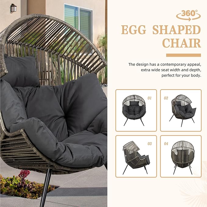 Vongrasig Outdoor Wicker Egg Chair PE Rattan Chair - Image 7