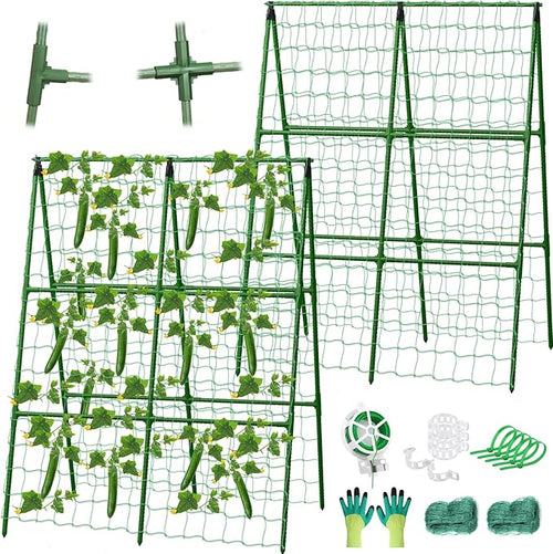 2 Packs Cucumber Trellis for Raised Beds, 31 X 47 Inch Adjustable Size A-Frame by LifeisLuck