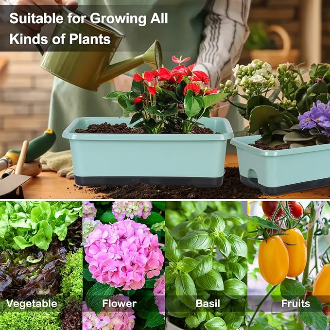 Window Box Planter 6 Pcs, 18 Inches Rectangle Flower Pots - Image 4