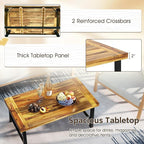 Tangkula Outdoor Acacia Wood Coffee Table, Rectangle Rustic Accent Table - Image 6
