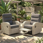 Outdoor Swivel Recliner Chair Set of 2, All-Weather Wicker Reclining Patio Chair by Vakollia