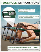KingCamp Tanning Chair with Face Hole, Lounge Chairs Outdoor Folding Comfy - Image 3