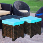 Tangkula 2 Pieces Outdoor Patio Ottoman, All Weather Rattan Wicker Ottoman Seat - Image 5