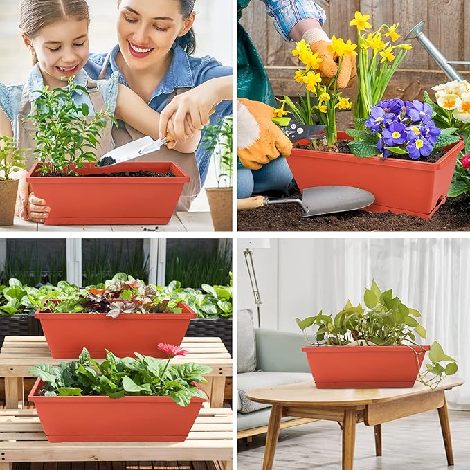 Window Box Planter, 7 Pack Plastic Vegetable Flower Planters Boxes 17 Inches - Image 7