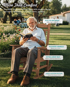 SERWALL Outdoor Rocking Chair Brown Set of 8, All Weather Patio Rocking Chair - Image 3
