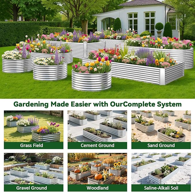 3 Pack 6x3FT Raised Beds for Gardening, Corrugated Galvanized Steel Raised - Image 6