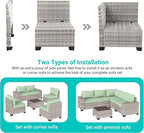 12-Piece Outdoor Patio Furniture Set Wicker Sectional Sofa Set, Patio - Image 4