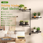 Window Rotating Plant Stand Shelf Indoor Black Metal Floating Shelves 4-Tier - Image 3