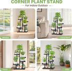 iDavosic.ly 5 Tier Plant Stand Indoor, Tiered Corner Metal Wood Multiple Flower - Image 4