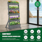 SUNYRISY 5 Tiers Vertical Raised Garden Bed Outdoor Planter Tower, Wooden - Image 3