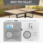 PHI VILLA Outdoor Dining Table for 6, Modern Long Furniture for Patio - Image 7