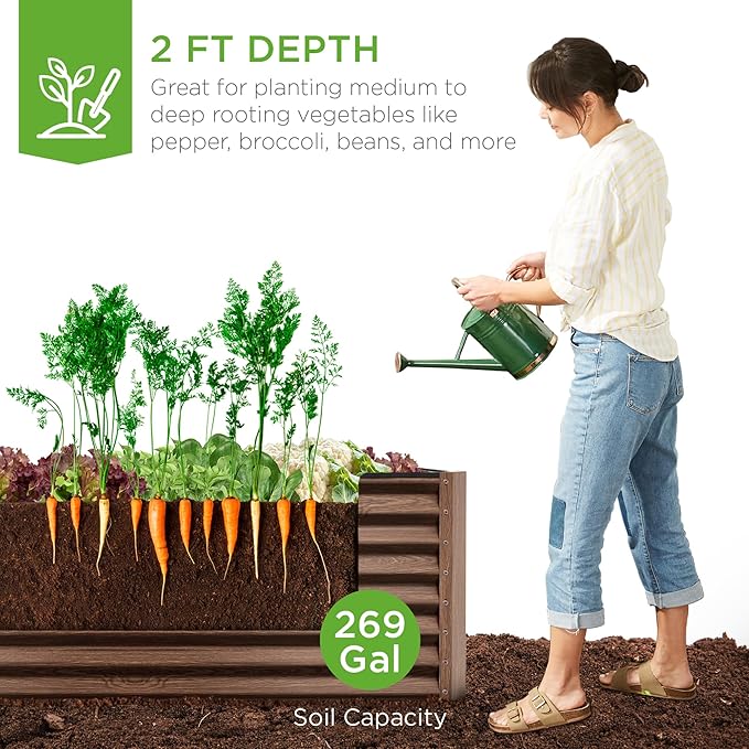 Best Choice Products 6x3x2ft Outdoor Metal Raised Garden Bed, Deep Root Box - Image 3