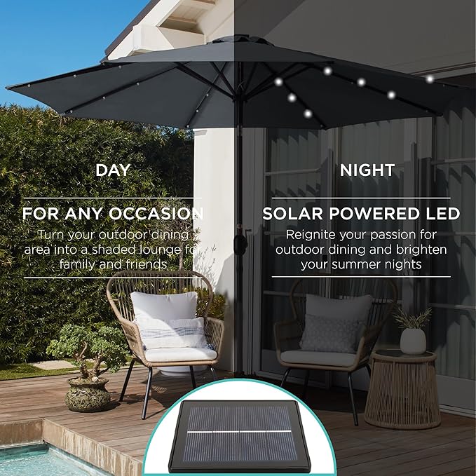 Best Choice Products 10ft Solar Polyester LED Lighted Patio Umbrella w/Tilt - Image 3