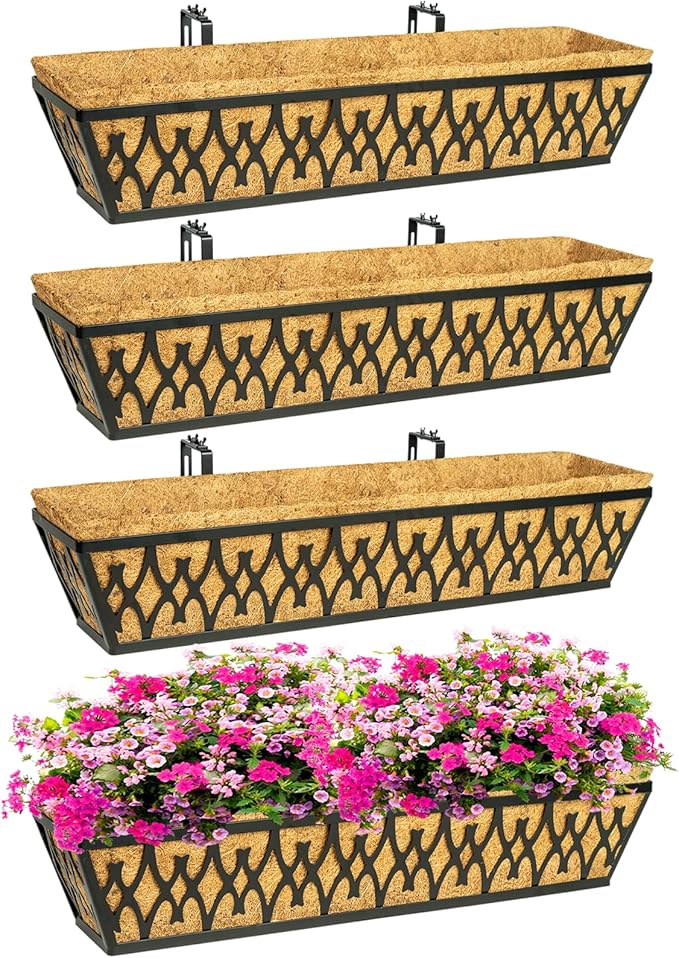 4 Pack 30 Inch Window Boxes Planters Railing Planter Box by KarlliuHOMEGARDEN