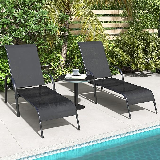 Giantex 2 Pack Patio Lounge Chair, Outdoor Chaise Lounge - Image 5