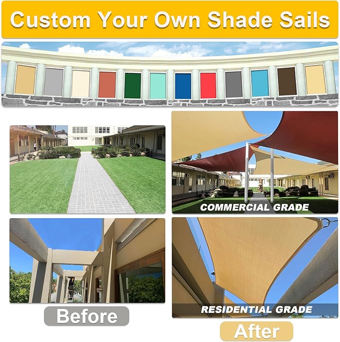 KANAGAWA Sun Shade Sail Curved 16'X20' Cream Rectangle Outdoor Shade Cover UV - Image 4