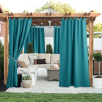 NICETOWN 2 Panels Peacock Teal Patio Curtainss Outdoor Waterproof - Image 2