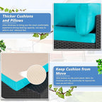 Shintenchi 7 Pieces Outdoor Patio Sectional Sofa Couch, PE Wicker Furniture - Image 6