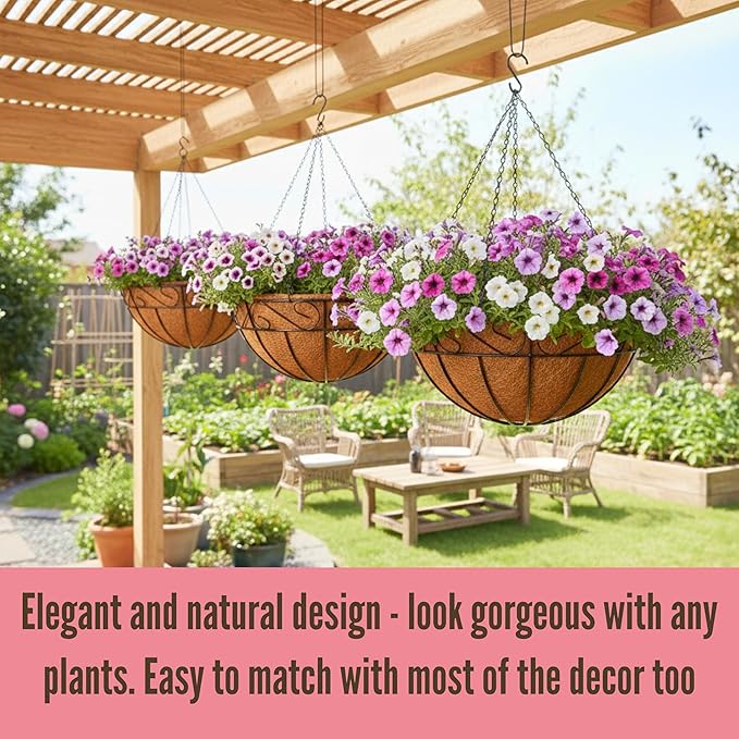 LaLaGreen Hanging Planter for Outdoor Plants Black Hanging Baskets - Image 5