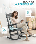 Ciokea Oversized Outdoor Rocking Chairs Set of 2, 380lbs Heavy-Duty Large Patio - Image 5