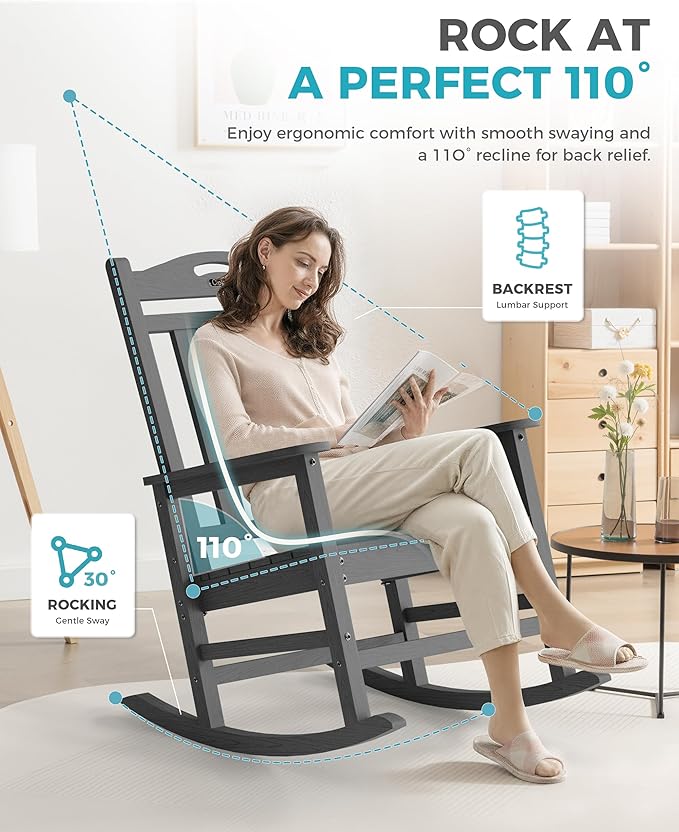 Ciokea Oversized Outdoor Rocking Chairs Set of 2, 380lbs Heavy-Duty Large Patio - Image 5