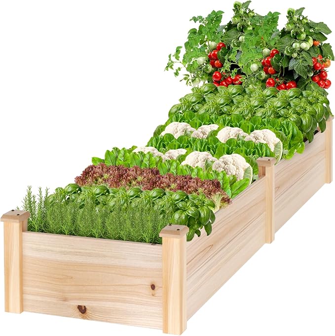 MIXC 8×2ft Wooden Horticulture Raised Garden Bed Divisible Elevated Planting by MIXC
