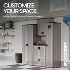 Suncast Tall Storage Cabinet, Platinum Resin Garage Storage Cabinet - Image 6