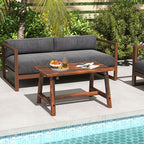 Tangkula Outdoor Coffee Table, Solid Wood Patio Desk - Image 6