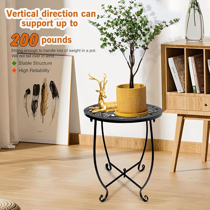 Patio Side Table, Weather Resistant Metal Side Table, Small Round Outdoor End - Image 7
