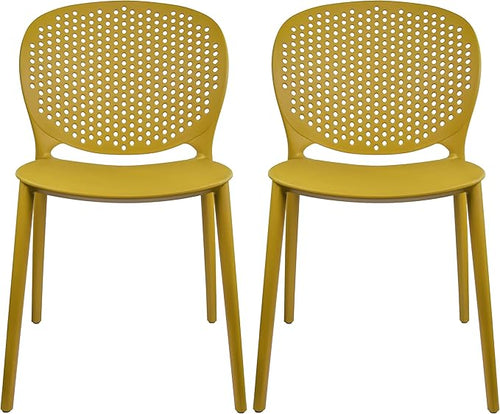 2xhome Set of 2 Patio Dining Chairs | Modern Stackable Outdoor Pool Side Chair by 2xhome