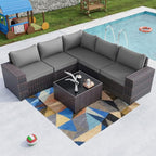 Kullavik 6PCS Outdoor Patio Furniture Set PE Wicker Rattan Sectional Sofa Patio by KULLAVIK