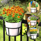 CADANI Iron Hanging Plant Holder Over The Rail Metal Fence Planters, Hanging - Image 2