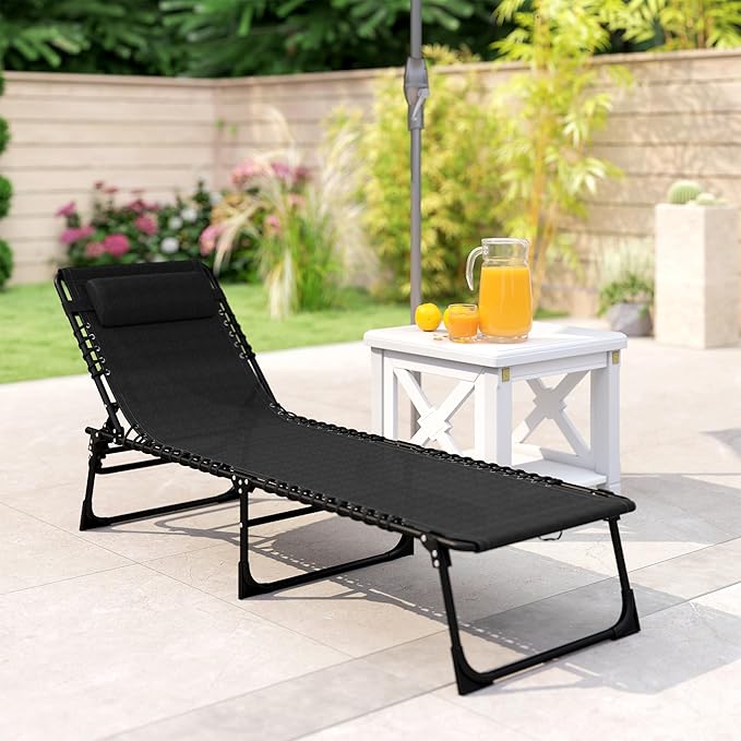 Outsunny Folding Chaise Lounge Chair, Patio Sun Tanning Chair, Outdoor Chaise - Image 7