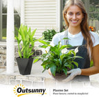 Outsunny Set of 3 Tall Planters, MgO Indoor Outdoor Planters - Image 9