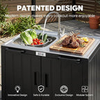 Outdoor Kitchen Island with Stainless Steel Sink and Storage Cabinet, 35-Inch - Image 4