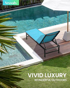 Outdoor Lounge Chairs Set of 2, Aluminum Patio Chaise Lounge Chairs - Image 2