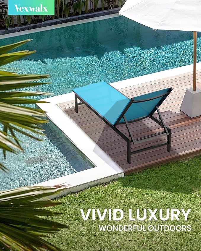Outdoor Lounge Chairs Set of 2, Aluminum Patio Chaise Lounge Chairs - Image 2