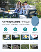 SERWALL HDPE Patio Conversation Set, 6-piece Sectional Outdoor Furniture Set - Image 3